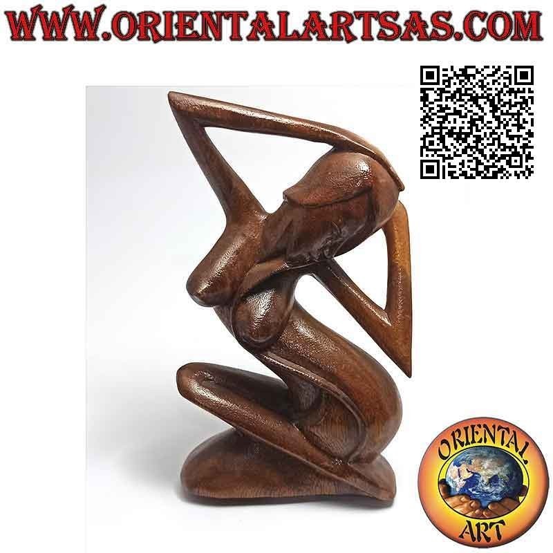 Scultura "la donna in posa" in stile abstract in legno di suar, 20 cm (B)