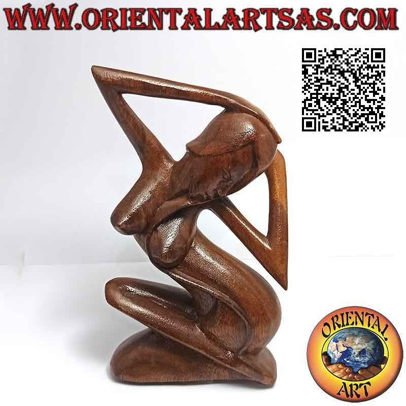 Scultura "la donna in posa" in stile abstract in legno di suar, 20 cm (B)