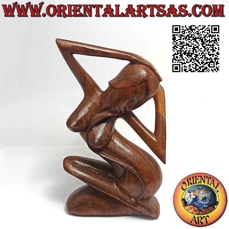 Scultura "la donna in posa" in stile abstract in legno di suar, 20 cm (B)