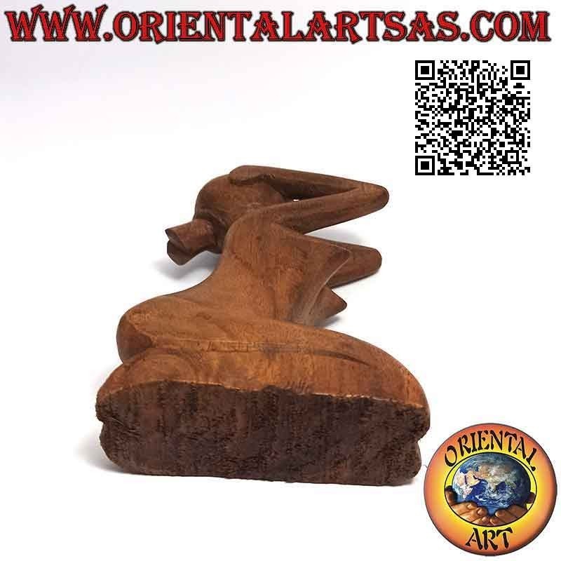 Escultura "la mujer desesperada" de estilo abstracto en madera de suar, 15 cm
