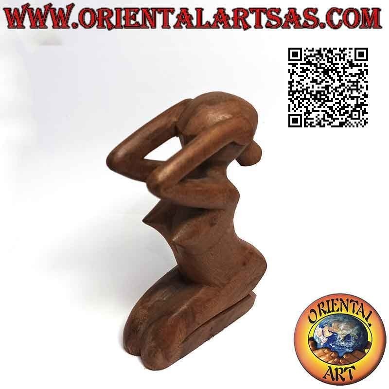 Abstrakte Skulptur "die verzweifelte Frau" aus Suarholz, 20 cm