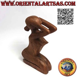 Scultura "la donna disperata" in stile abstract in legno di suar, 20 cm