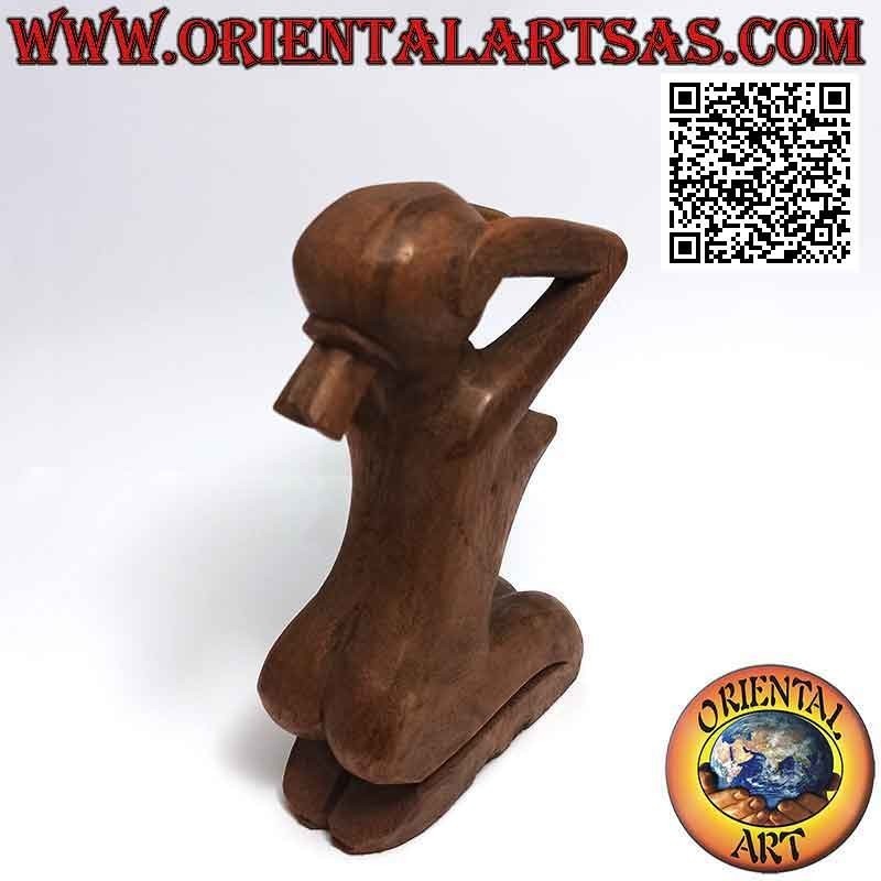 Abstrakte Skulptur "die verzweifelte Frau" aus Suarholz, 20 cm