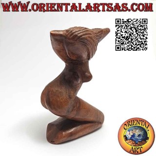 Escultura "la mujer posando" de estilo abstracto en madera de suar, 10 cm (A)