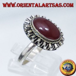 Bague en argent avec cornaline cabochon ovale