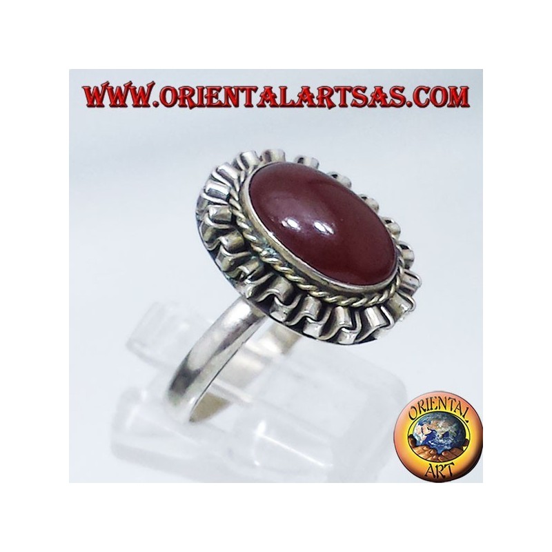 Anillo de plata con cabujón oval de cornalina