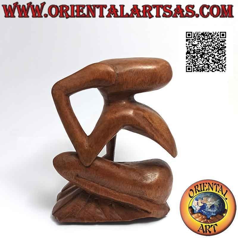 Skulptur "der Denker im Profil" im abstrakten Stil aus Suarholz, 15 cm