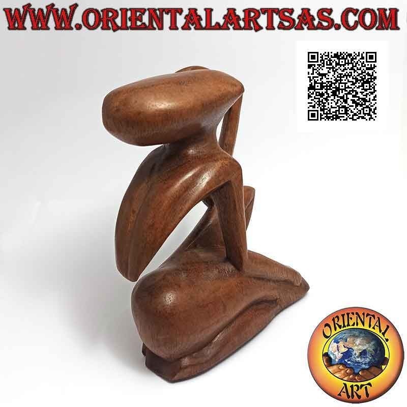 Skulptur "der Denker im Profil" im abstrakten Stil aus Suarholz, 15 cm
