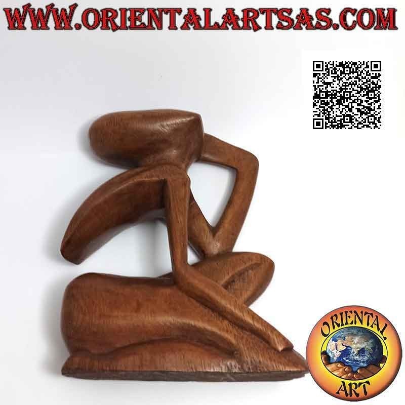 Scultura "il pensatore di profilo" in stile abstract in legno di suar, 15 cm