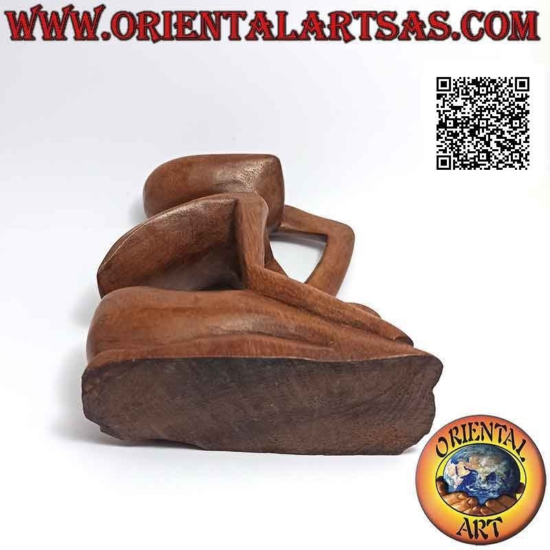 Scultura "il pensatore di profilo" in stile abstract in legno di suar, 15 cm