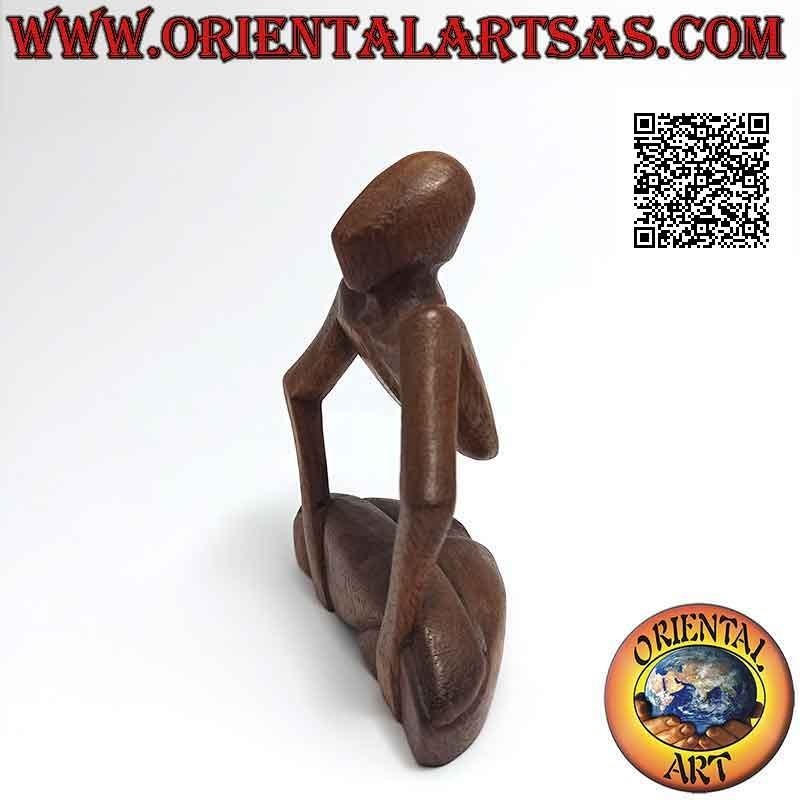 Scultura "la posizione del loto sollevato" in stile abstract in legno di suar, 10 cm