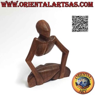 Sculpture "the position of the raised lotus" in abstract style in suar wood, 10 cm