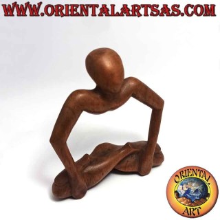 Escultura "la posición del loto en relieve" de estilo abstracto en madera de suar, 15 cm