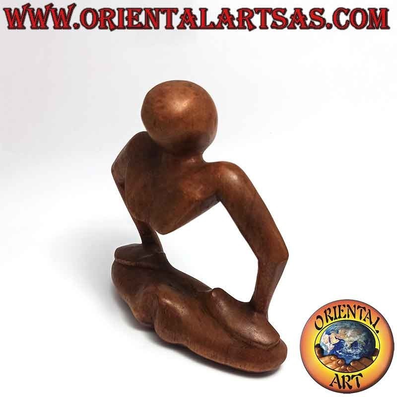 Sculpture "la position du lotus dressé" de style abstrait en bois de suar, 15 cm