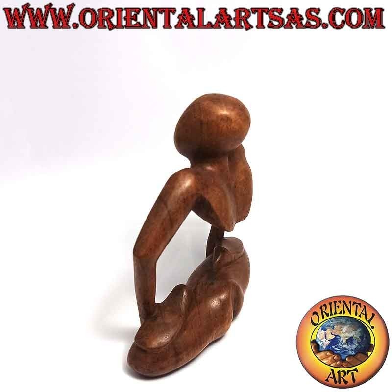 Sculpture "la position du lotus dressé" de style abstrait en bois de suar, 15 cm