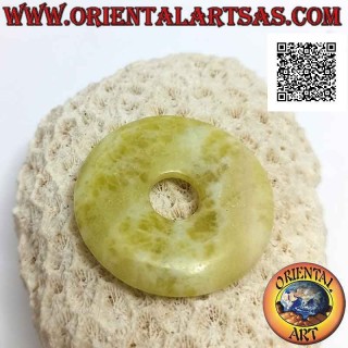 Ciondolo a disco/ciambella in giada limone da 40 mm. Ø (cordoncino incluso)