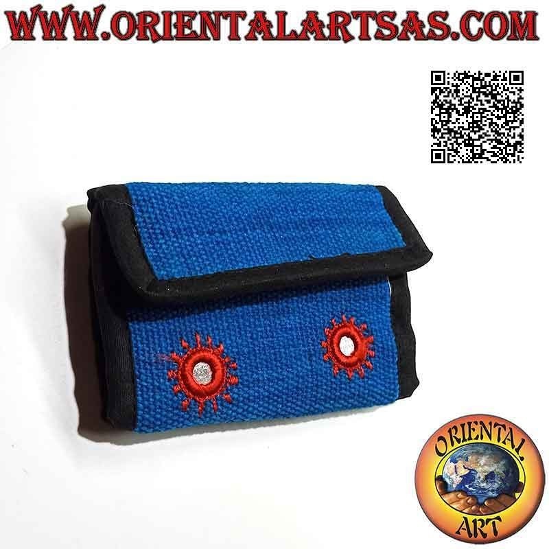 Nepalesische Geldbörse (4 Taschen mit 2 Reißverschlüssen) "die vier Sonnen mit Spiegeln" aus 100% Baumwolle
