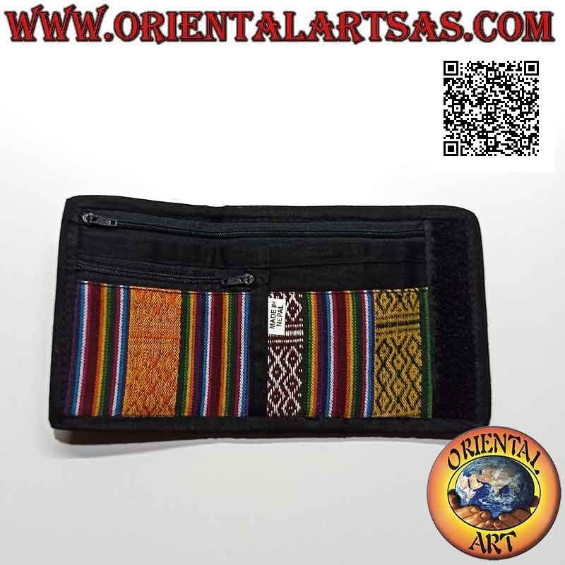 Portefeuille népalais (4 poches dont 2 zip) "les quatre soleils avec miroirs" en 100% coton