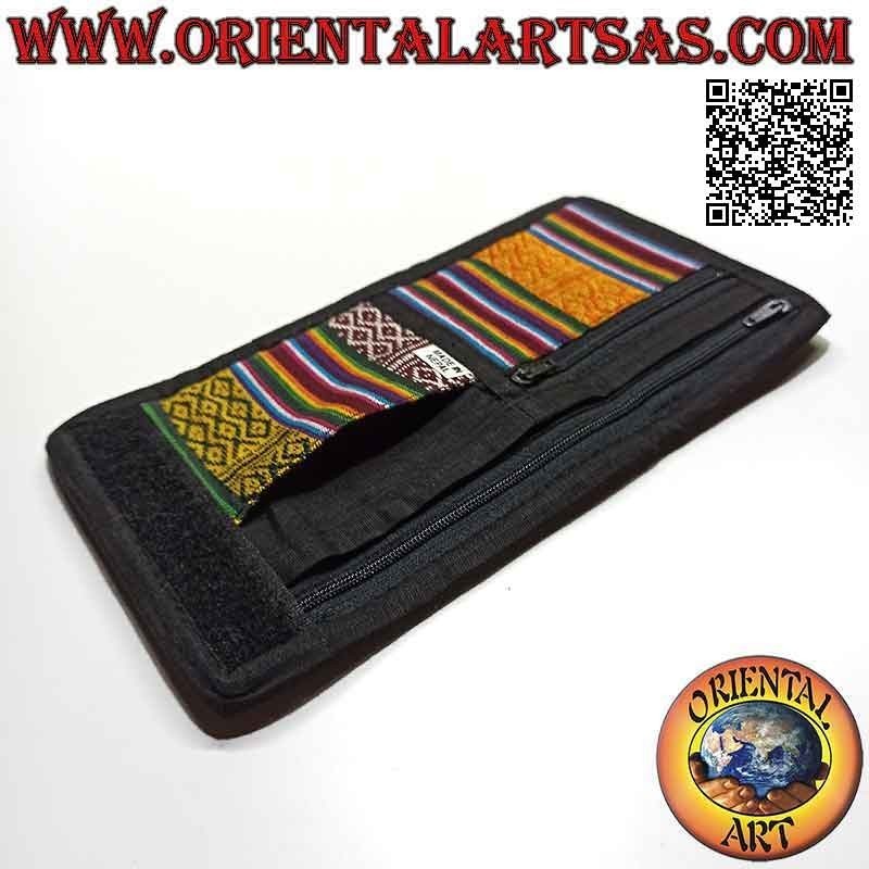 Nepalese wallet (4 pockets with 2 zip) "the four suns with mirrors" in 100% cotton