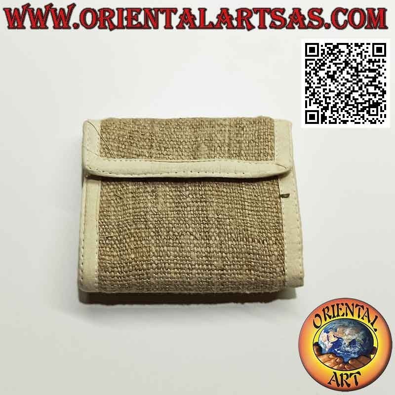 Portafogli nepalese (4 tasche con 2 zip) "decoro con specchietti" in 100% canapa