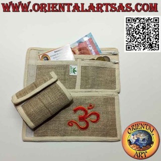 Nepalesische Geldbörse (4 Taschen mit 2 Reißverschlüssen) "Aum od Om (ॐ)" aus 100% Hanf