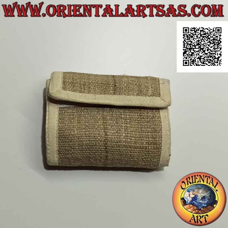 Cartera nepalí (4 bolsillos con 2 cremalleras) "Srivatsa, símbolo del infinito tibetano" en cáñamo 100%