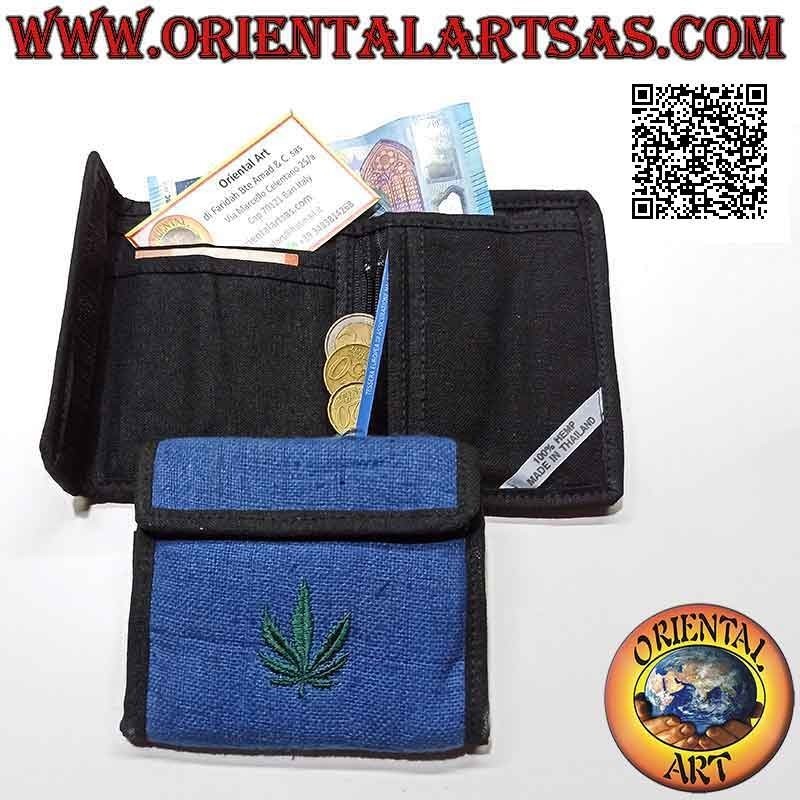 Portefeuille thaï (4 poches avec 2 zips) "feuille de marijuana" en 100% chanvre coloré