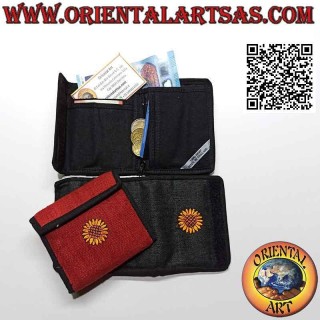 Portefeuille thaï (4 poches avec 2 zips) "le tournesol" en 100% chanvre coloré