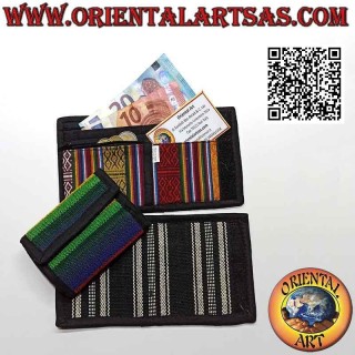 Cartera nepalí (4 bolsillos con 2 cremalleras) "rayas multicolores" en 100% algodón