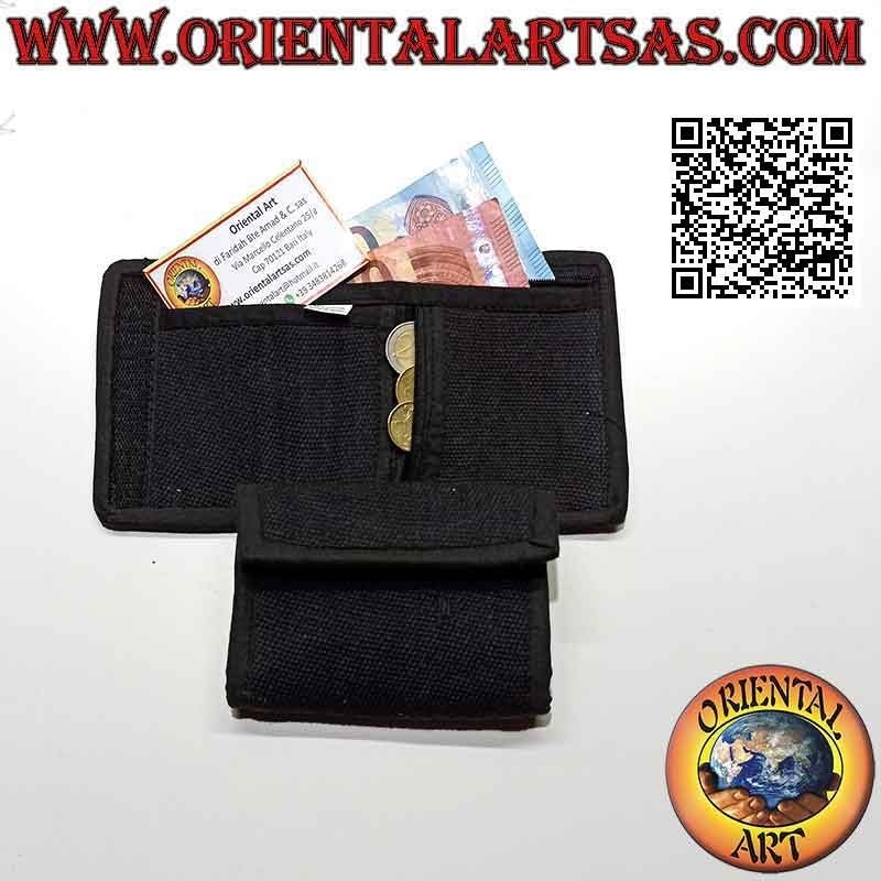 Portafogli nepalese (4 tasche con 2 zip) "decorazione floreale" in 100% cotone
