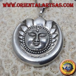 pendentif en argent, lune de soleil plus grand népalais