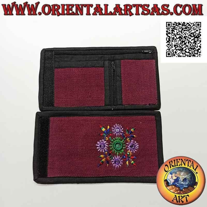 Portefeuille népalais (4 poches avec 2 zips) "décor floral avec 5 miroirs" en 100% coton (3)