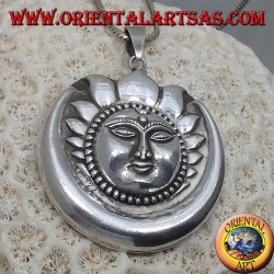pendentif en argent, lune de soleil plus grand népalais