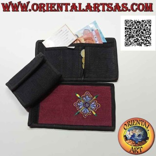 Portefeuille népalais (4 poches avec 2 zips) "fleur avec miroir central" en 100% coton (2)