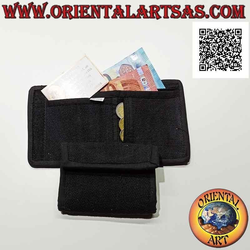 Nepalese wallet (4 pockets with 2 zips) "flower with central mirror" in 100% cotton (2)