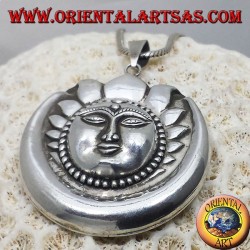 pendentif en argent, lune de soleil plus grand népalais