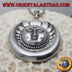 pendentif en argent, lune de soleil plus grand népalais