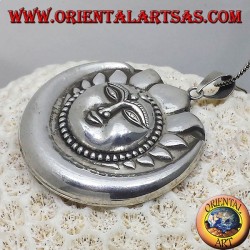 pendentif en argent, lune de soleil plus grand népalais