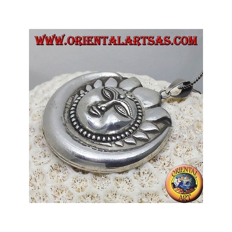 pendentif en argent, lune de soleil plus grand népalais