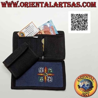 Portafogli nepalese (4 tasche con 2 zip) "decorazione floreale con 5 specchietti" in 100% cotone (7)