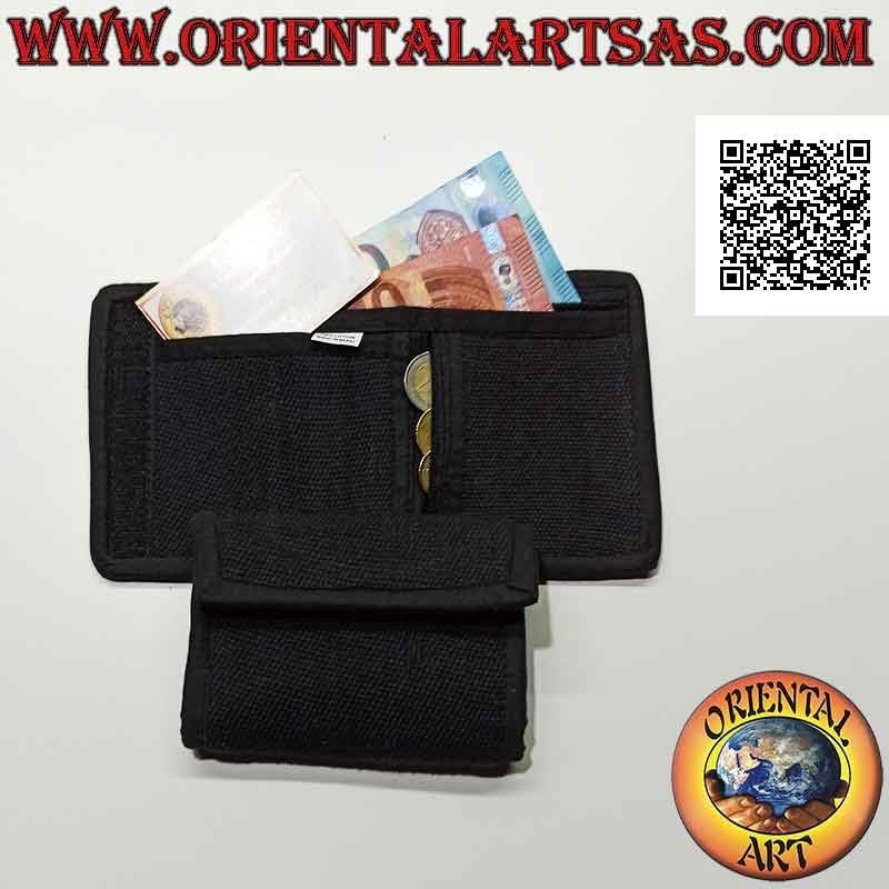 Nepalese wallet (4 pockets with 2 zips) "flower with central mirror" in 100% cotton (5)