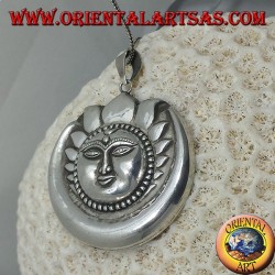 pendentif en argent, lune de soleil plus grand népalais