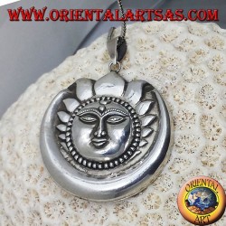pendentif en argent, lune de soleil plus grand népalais