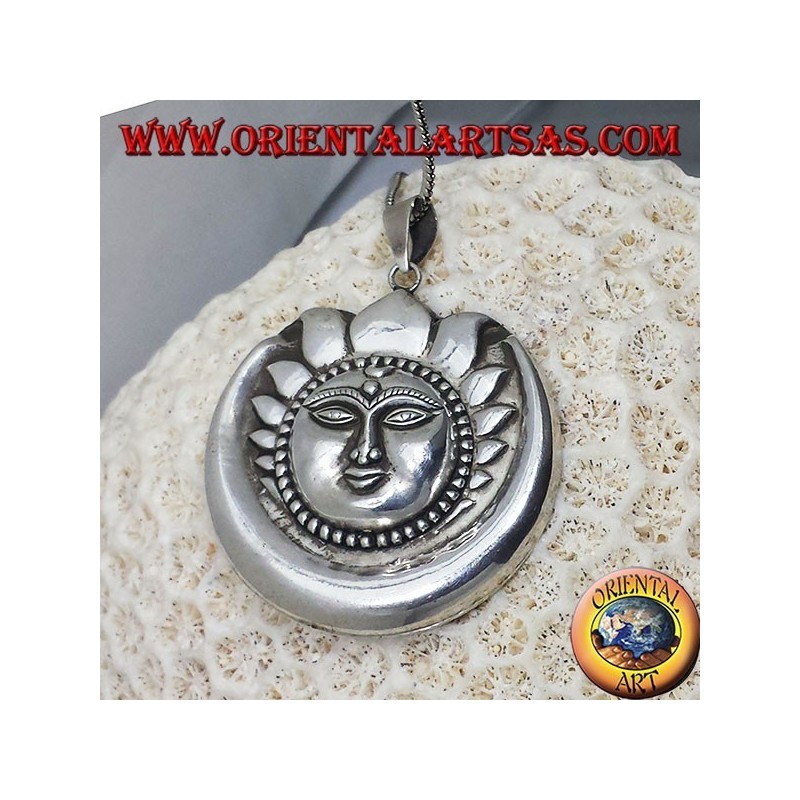 Pendant sun silver moon largest Nepali