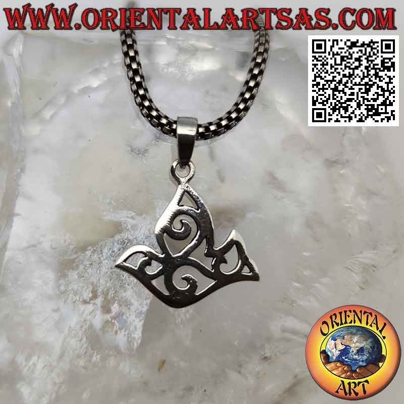 Pendentif en argent, la colombe de la paix au profil ajouré