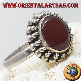 Bague en argent avec cornaline ovale cabochon Jayi