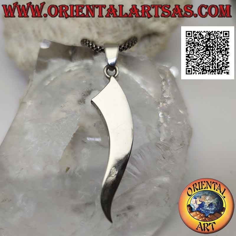 Colgante de cuerno "amuleto de la suerte" de plata lisa y plana con gotas de alambre de nácar multicolor