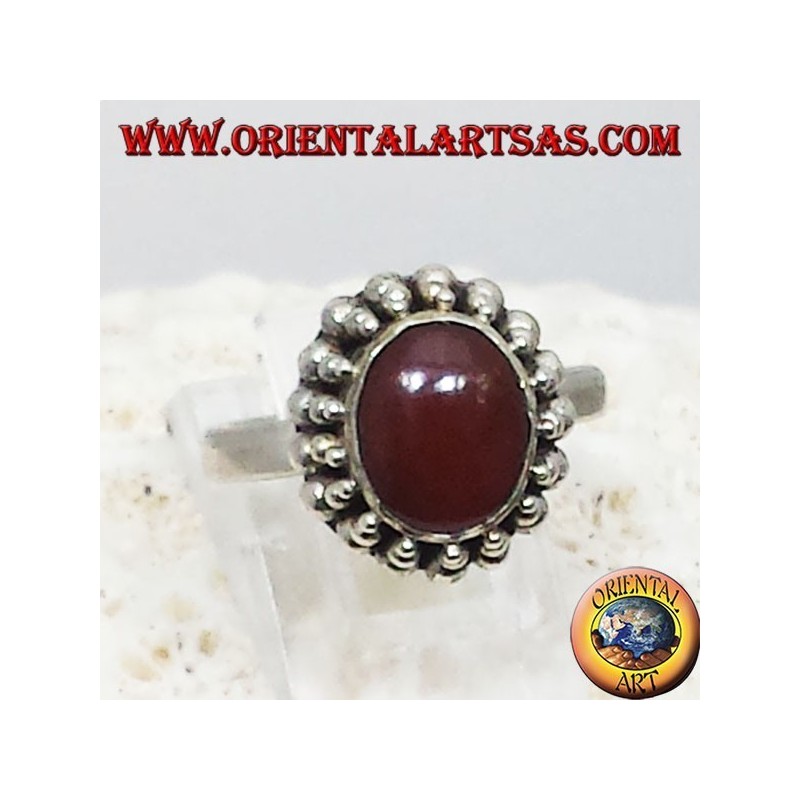 Silver ring with carnelian oval cabochon Jayi