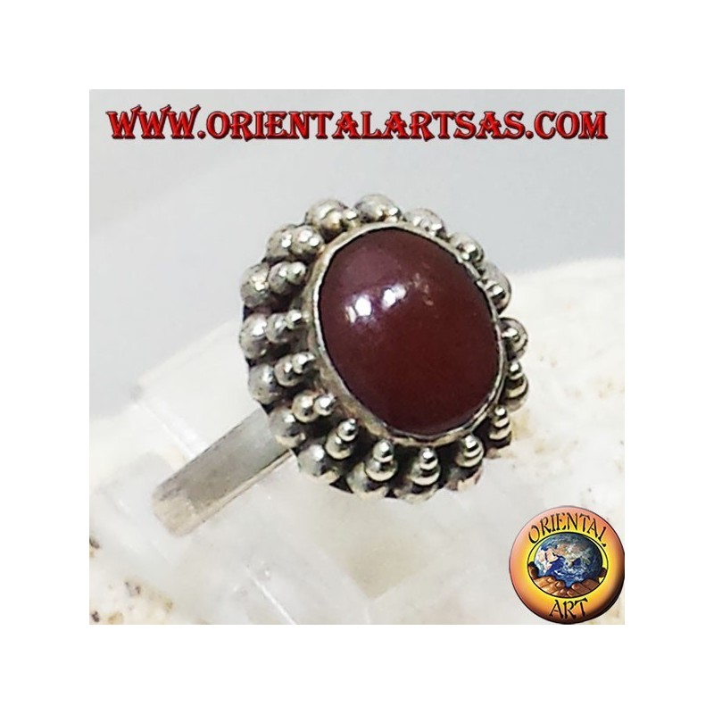 Silver ring with carnelian oval cabochon Jayi