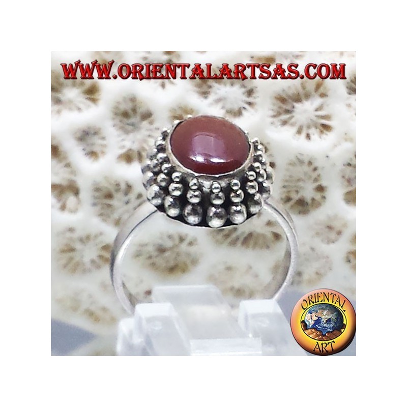 Anello in argento  con corniola ovale a cabochon Jayi